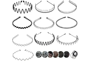 Metal Hair Band - 10 Pieces Metal Headband for Men and Women, Adjustable, Durable, Wavy Hairband, Hair Bands for Sports, Fash