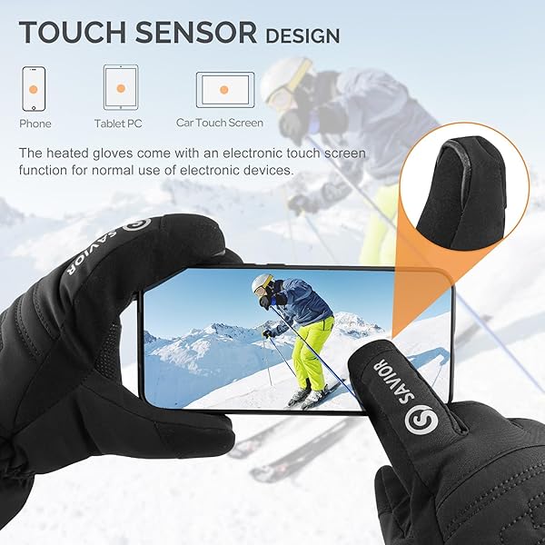 SAVIOR HEAT HEATED GLOVES, 3 HEAT LEVELS 7.4V BATTERY POWERED RECHARGEABLE WINTER GLOVES FOR MEN WOMEN, WATER-RESISTANT WINDPROOF ELECTRIC HAND WARMERS FOR SKIING SNOWBOARDING OUTDOOR WORK