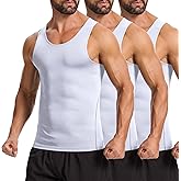 Cutecrop 3 Pack Compression Tank Top Men, Shapewear Shirt Sleeveless Men Slimming Muscle Undershirt for Gym