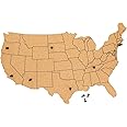 Juvale Cork Board Map of The United States with 10 Pins to Mark Travels, Home and Office Wall Decor - Continental USA Cork Board (16 x 10 x 0.3 Inch)