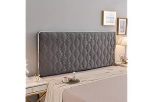 CAMZ Velvet Thicken Bed Headboard Slipcover for Twin Queen Full Cal King Size, Quilted Old Headboard Cover Dustproof Protector Cover Washable