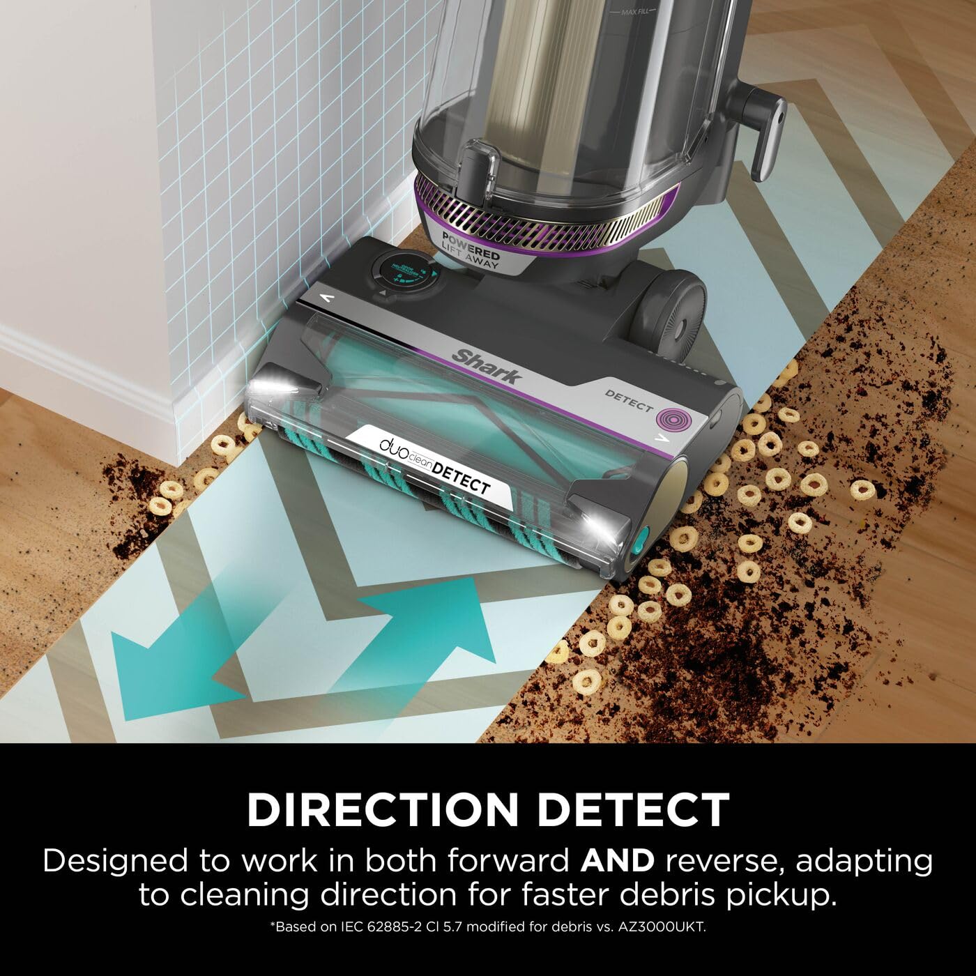 Shark PowerDetect Corded Upright Vacuum Cleaner, DuoClean Detect, Reverse Clean, Anti Hair Wrap Plus, Anti-Allergen, 8m Cord, 1.3L, Dusting Brush, Pet, Crevice, Multi Surface Tools & Bag, AZ3900UKTBK