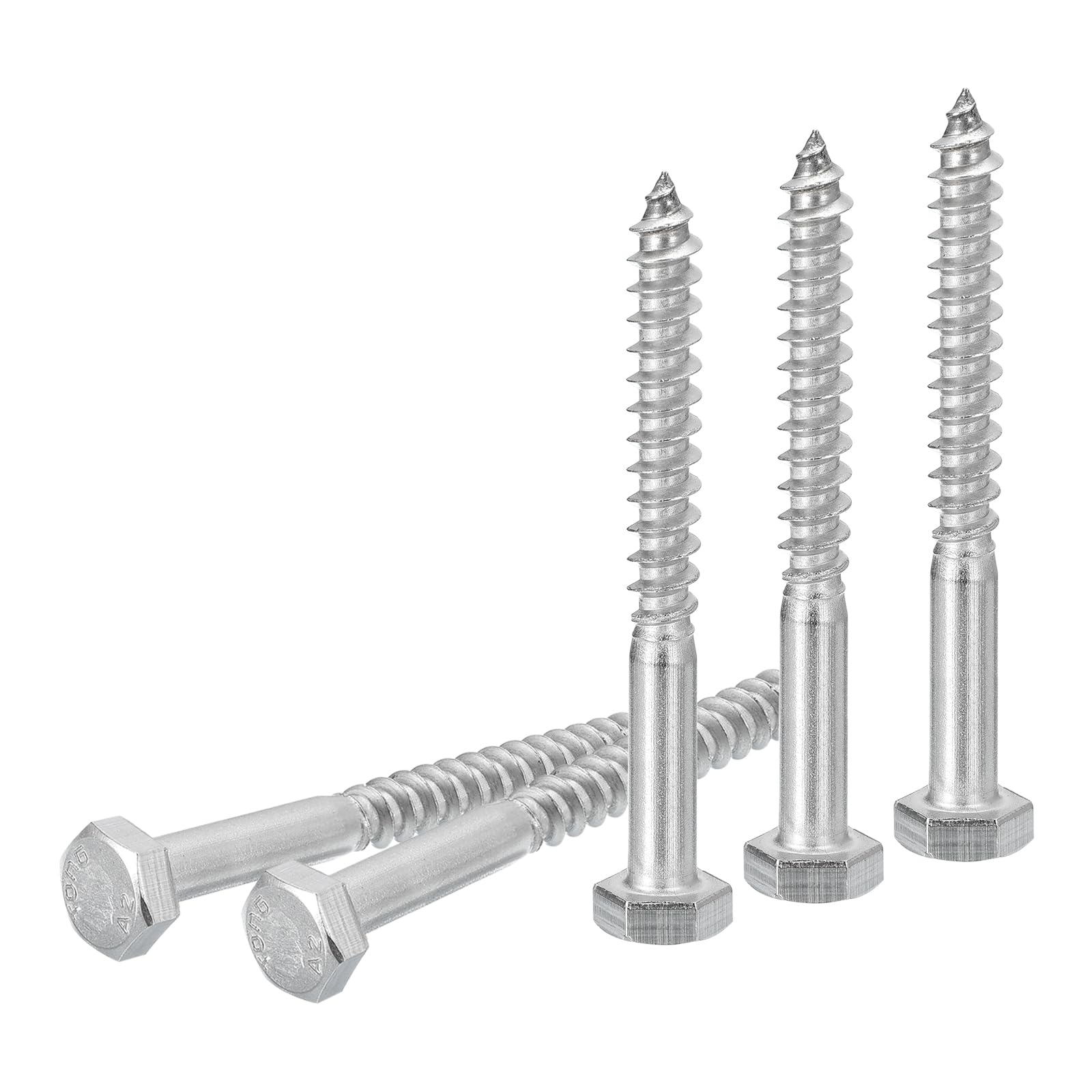 DTGN M6x60mm Hex Lag Bolts -15 Pack - for Woodworking, Furniture - 304 Stainless Steel Partial Thread Hexagon Head Lag Screws for Wood - Silver