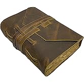 Ruzioon - Vintage Leather Bound Journal | 240 Pages, Deckle Edge Paper | Elegant & Durable Writing Notebook | Travel Diary | Your Perfect Companion for Writing & Sketching | 7” x 5”