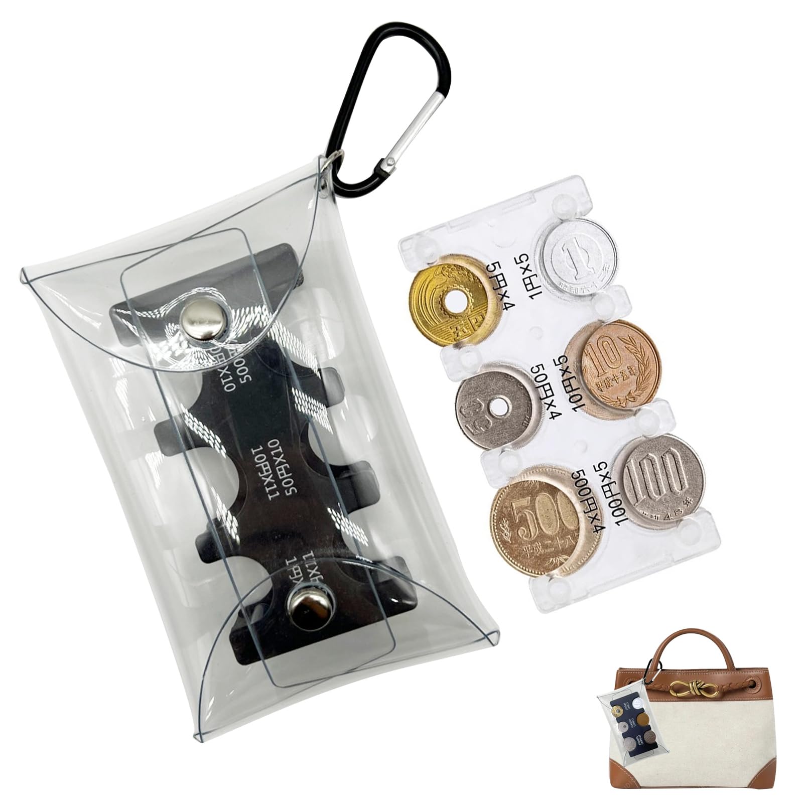 Photo 1 of Japanese coin organizer - 2-in-1 capacity choice (62 amd 35 coins) - Premium ABS travel coin pocket Japan for Japanese Yen - Durable coin sorter, dispenser and collector storage for Japan Travel