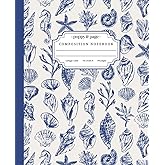 Coastal Granddaughter Notebook: Aesthetic Dark Navy Blue and White Beachy Vintage Seashell Composition Notebook Journal for Teen Girls and Women | College Rule Pages