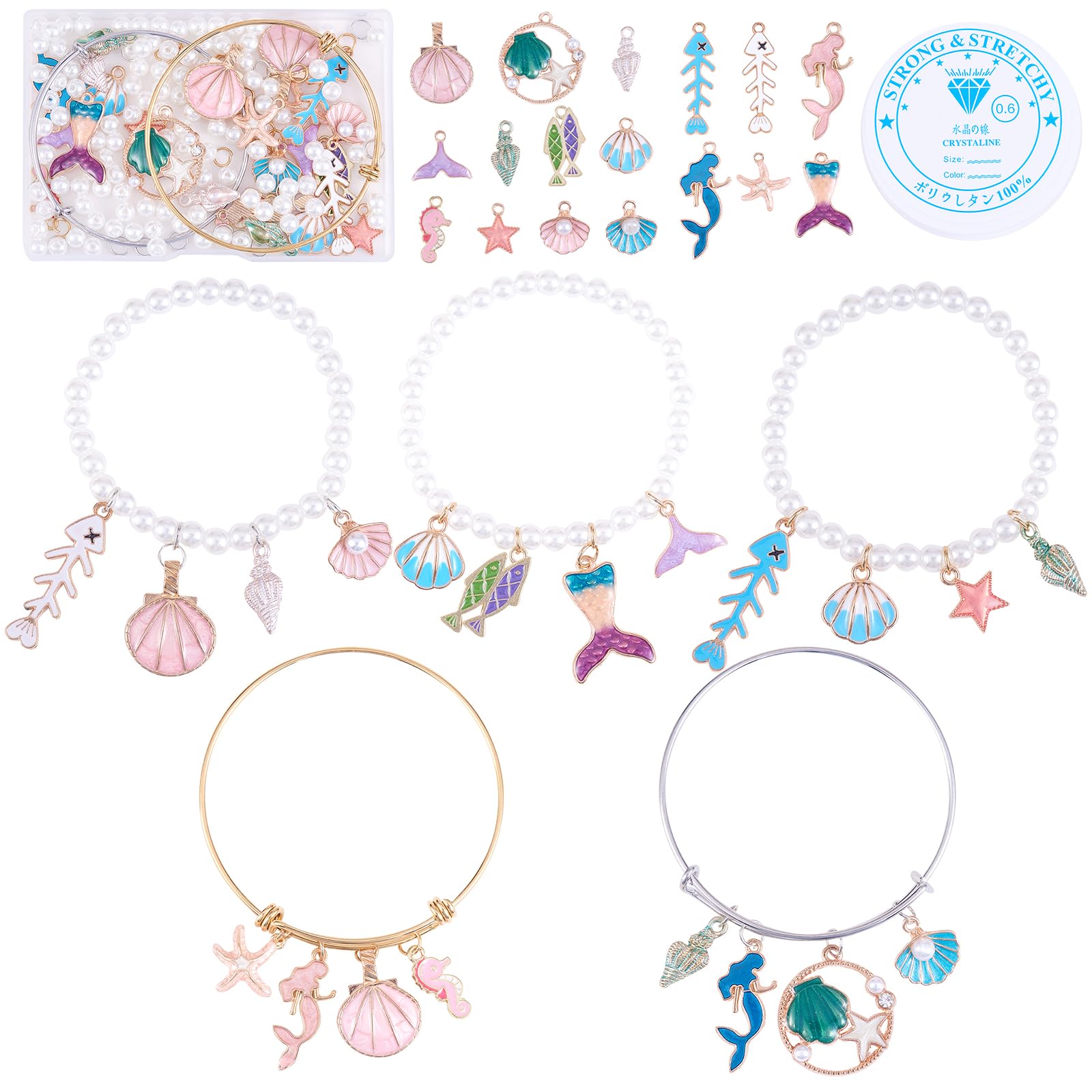 WEWAYSMILE 1 Box Sea Charms Bracelet Making Kit, Sea Animals Charms, Sea Charms for Jewelry Making, for DIY Bracelet Jewelry Making Crafts Supplies