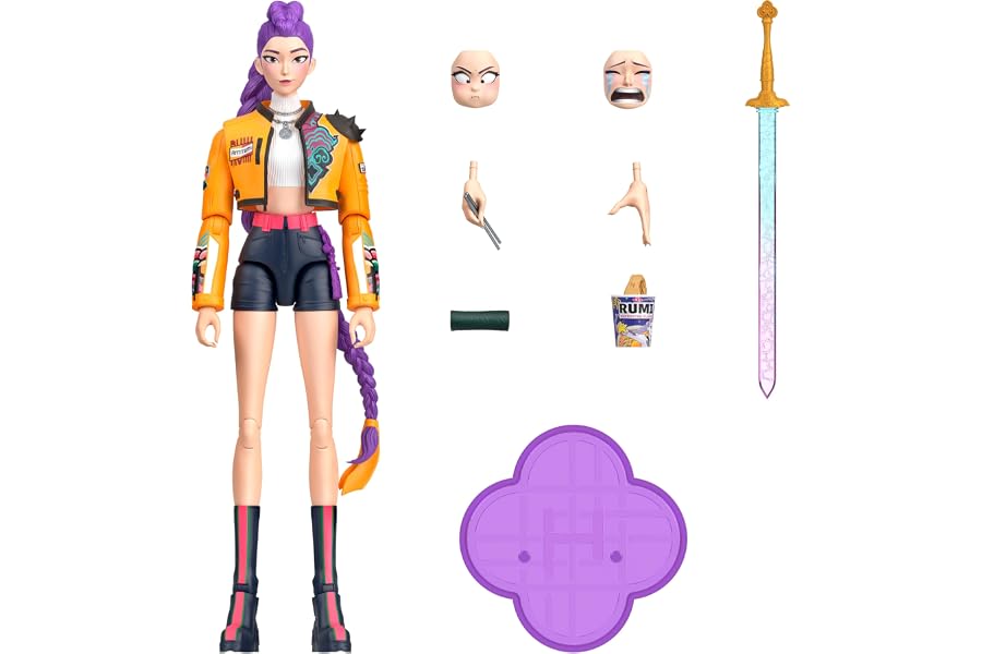 Mattel Kpop Demon Hunters HUNTR/X Rumi 6-inch Action Figure | Wearing “How It’s Done” Look, Sword, Food-inspired Accessories, Swappable Faces & Hands, 21 Points of Articulation