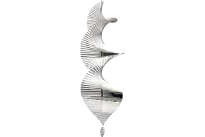 Beauty and the Wind Giant 22 Inch Helix Wind Spinner Metal Garden Spinners Outdoor Garden Art for Backyard Outdoor Hanging Decor and Spinners for Yard and Garden Ornaments 3D Shape (Silver Helix)