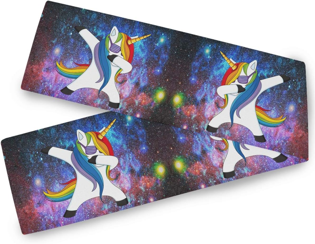 amazon com oarencol dabbing unicorn rainbow 3d star space galaxy table runner 13x90 inch double sided long table runner cover for wedding kitchen party holiday dining home everyday home kitchen amazon com