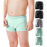 Carer Boys Incontinence Underwear Washable with Front Absorbent 80ML Breathable Cotton Absorbent Underwear for Kids 5 Pack Reusable Waterproof Incontinence Underwear for Boys Age 4-18, X-Large