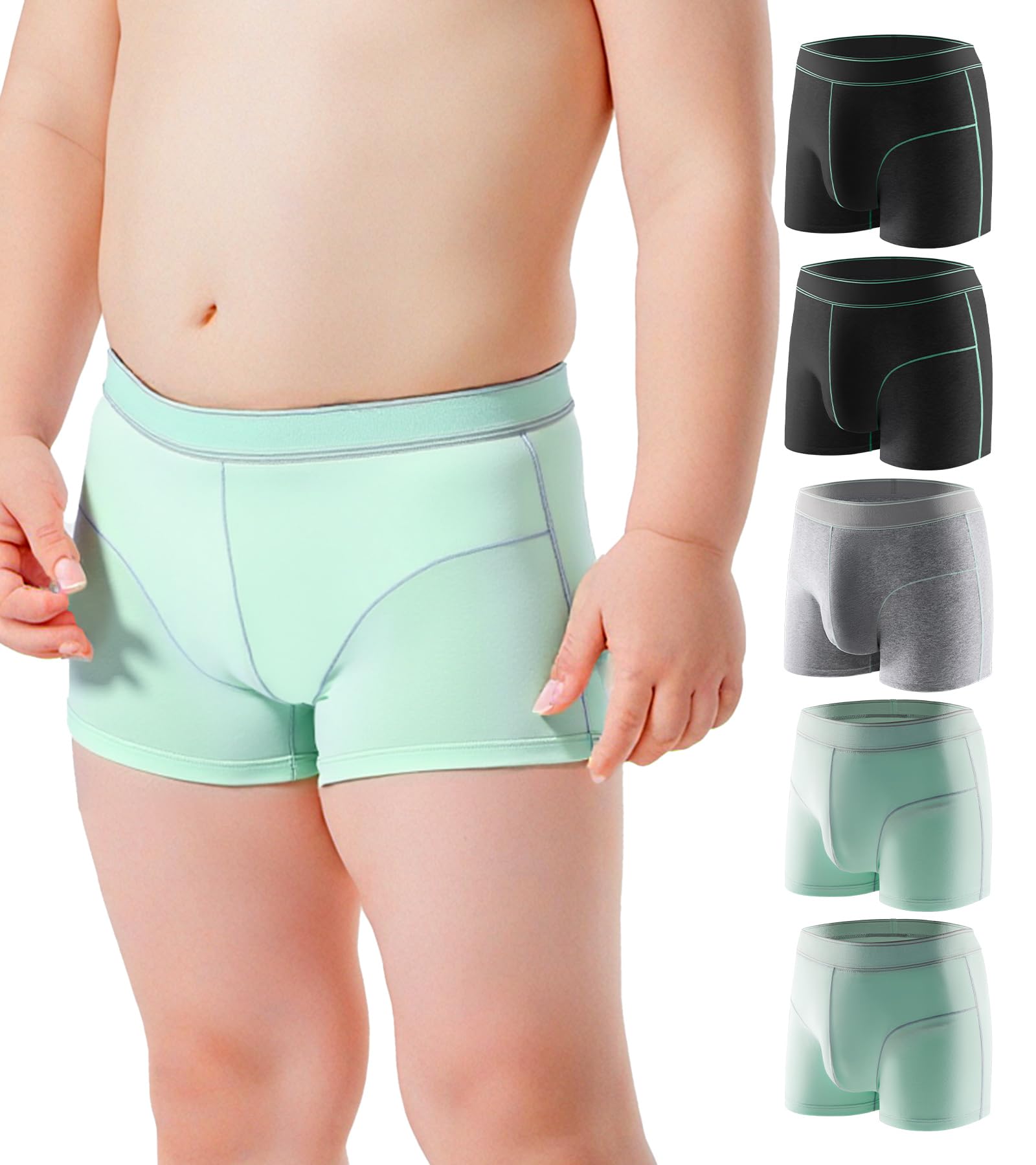 Photo 1 of Carer Boys Incontinence Underwear Washable with Front Absorbent 60ML Breathable Cotton Absorbent Underwear for Kids 5 Pack Reusable Waterproof Incontinence Underwear for Boys Age 4-18, X-Small