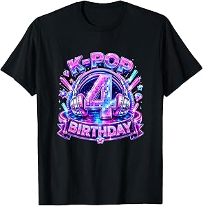 K-Pop 4Th Birthday Girl Kpop 4 Year Old Korean Music Lovers T-Shirt