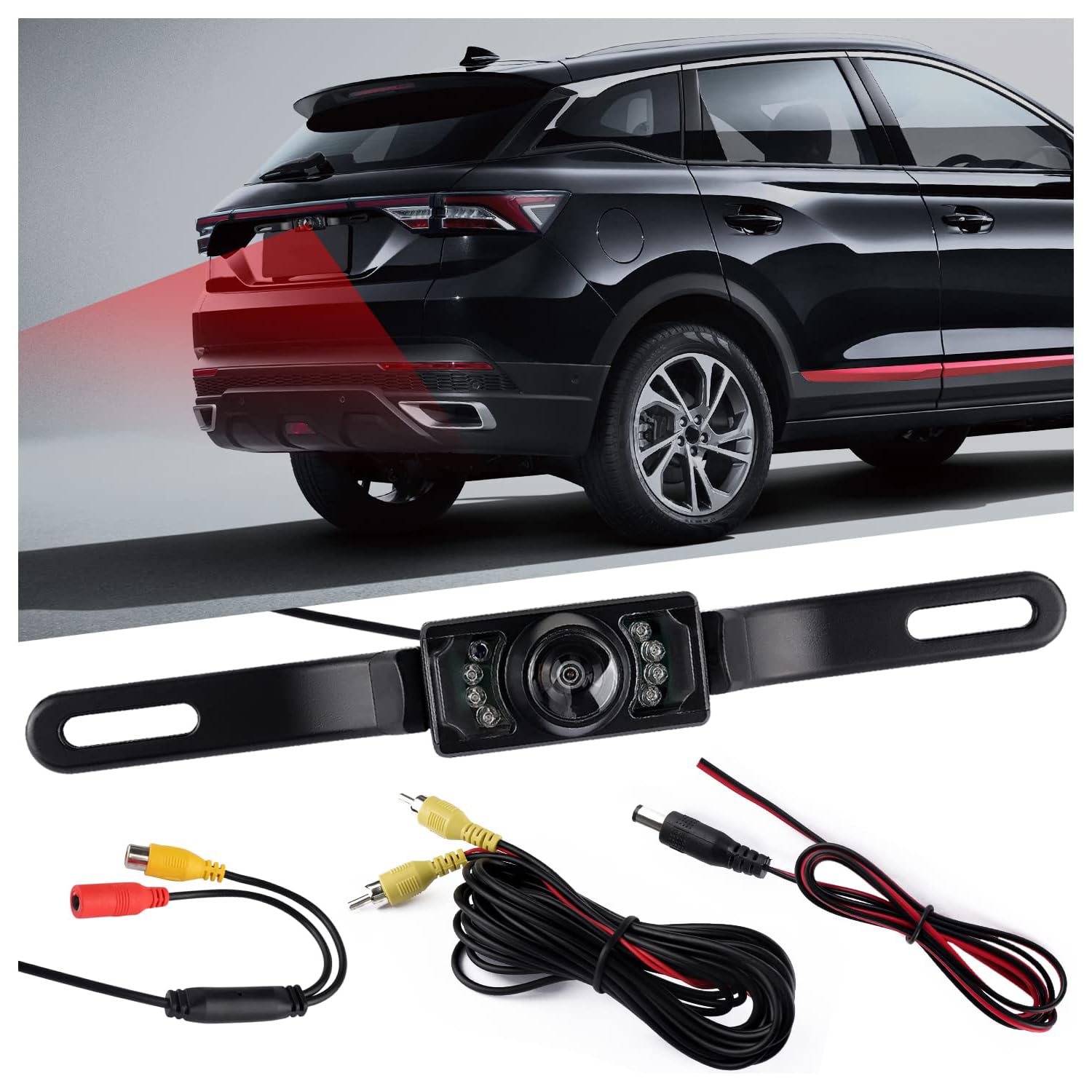 Unifizz Car Rear View Camera 170° Wide Angle Waterproof HD Backup Camera for Car with 8 LED Night Vision License Plate Camera for Car/SUV/Truck/Van/RV Reverse Camera Systems