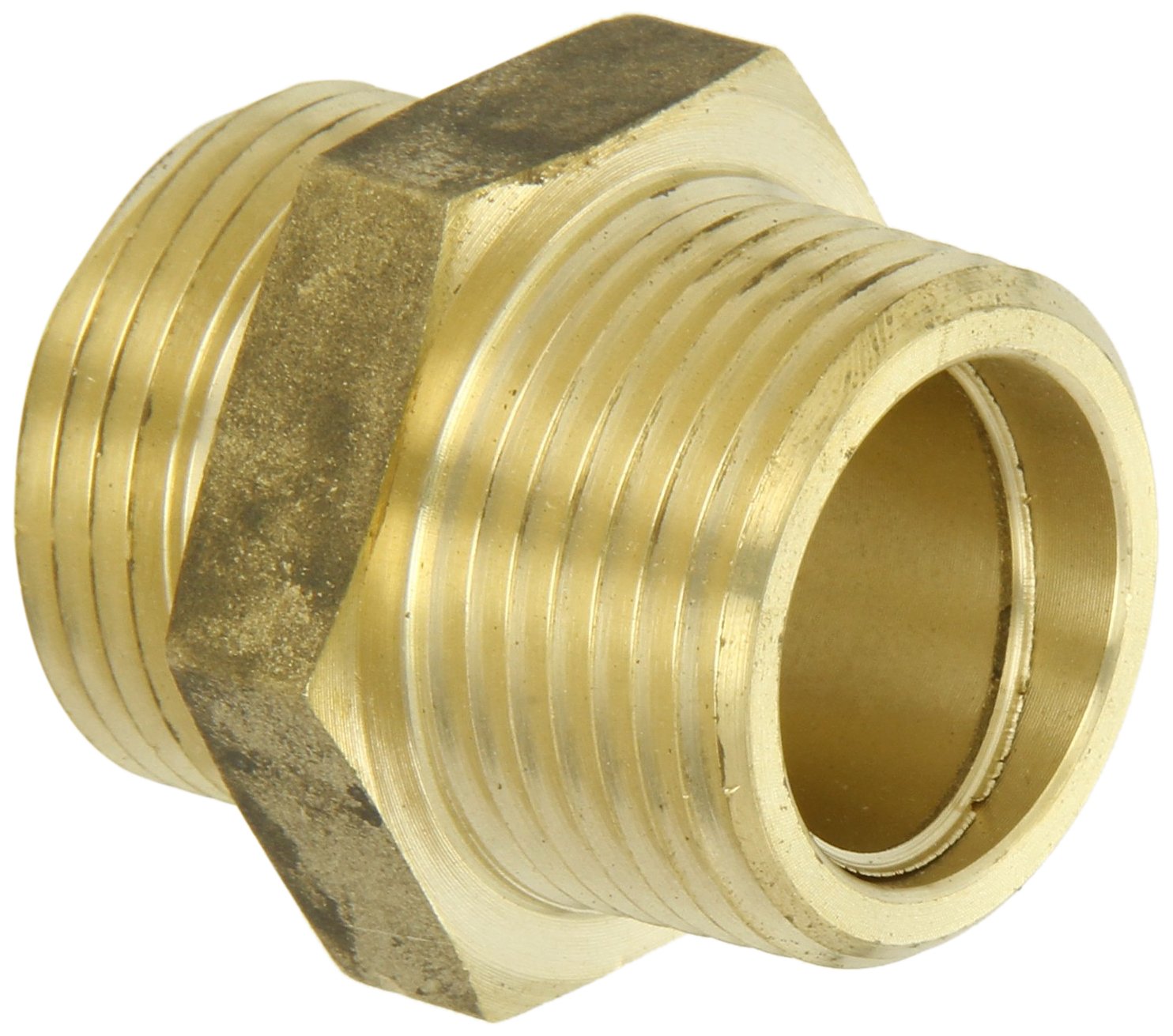 Moon 358-1061011 Brass Fire Hose Adapter, Nipple, 1" NPT Male x 1" NPSH Male
