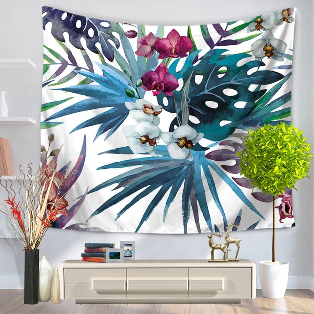 LANGUGU Leaves Décor Tapestry,Tropical Garden Hibiscus Flower Plant Vintage Print,59 W X 51 L Inches?Wall Hanging for Bedroom Living Room Dorm