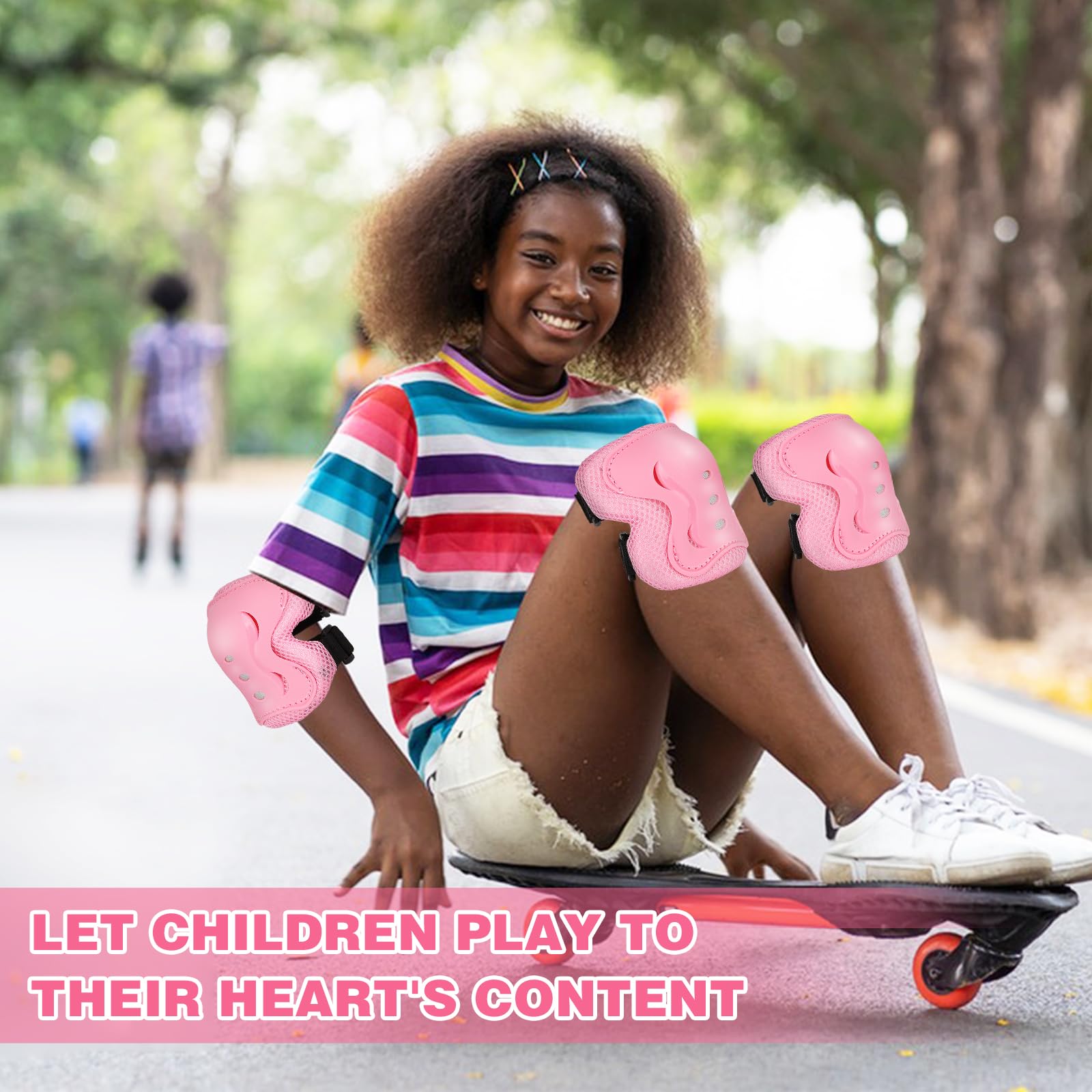 Kids Safety Protective Gear Set for Ages 3-12 Years, Adjustable Knee Pads, Elbow Pads, Wrist Guards for Boys Girls Youth Skateboard, Roller Skating, Scooter, Cycling