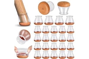 PISAO 24 Pcs Chair Leg Floor Protectors, Silicone Chair Leg Protectors Caps Covers for Hardwood Floors, Furniture Pads Sliders with Wrapped Felt Bottom Medium (Fit:0.76"-1.18")