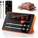 Bluetooth Wireless Meat Thermometer Digital for BBQ Oven Smoker Grill | 800FT Bluetooth Food Thermometer, Standalone Base, 2 Meat Probes, Dual Sensors, NIST Certified Accuracy