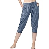 icyzone Women's French Terry Jogger Lounge Sweatpants - Active Capri Pants for Women