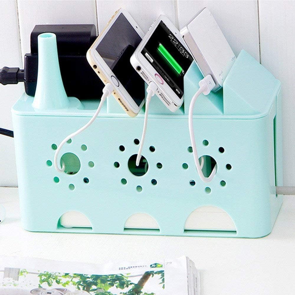 BLAPOXE Wire Box - Cable Management Box Desk Table Power Plug Socket Wire Hiding Organizer Anti-Dust Tidy Storage Organizer Phone Sundries Holder Case Box for Home Office
