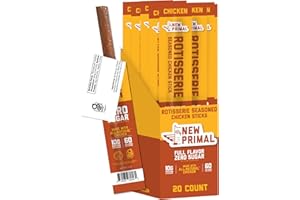 THE NEW PRIMAL New Primal Rotisserie Chicken Sticks, Zero Sugar High Protein Snack, Gluten Free Whole30 Healthy Snacks, Keto and Paleo Friendly, Jerky Meat Stick, 10g Protein, 20 Ct