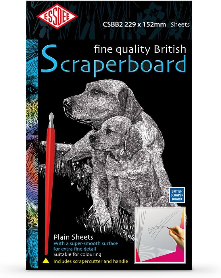 Essdee : Scraperboard : White : 229x152mm : Pack of 10 Sheets