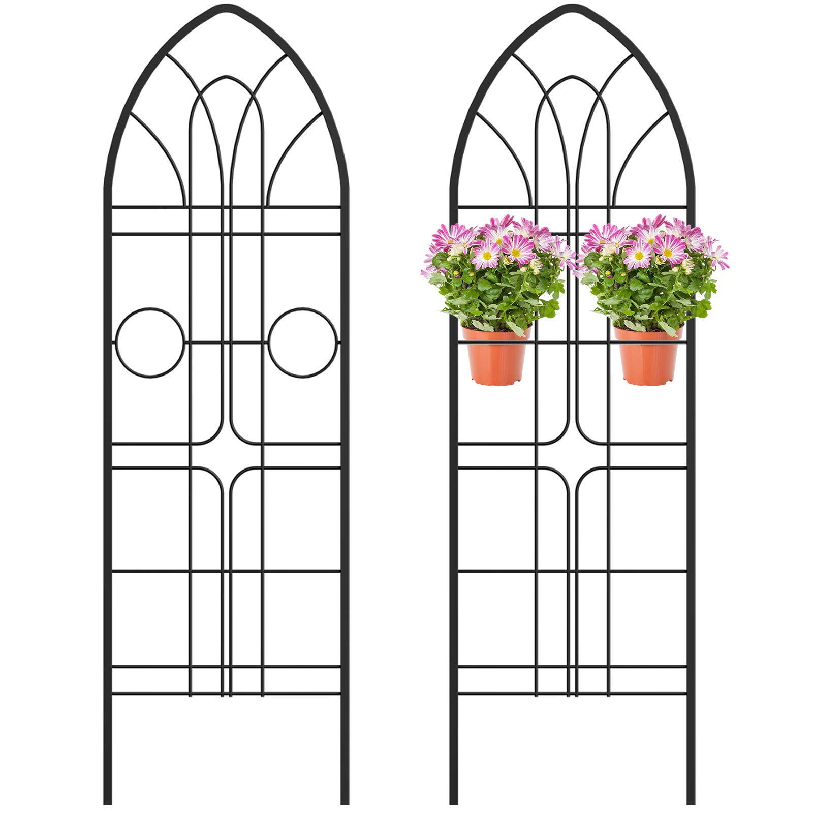 Amagabeli Garden Trellis 2 Pack GTP006 72”x21” Heavy Duty Rustproof Iron Metal Trellis for Potted Plants Support Trellis for Climbing Plants