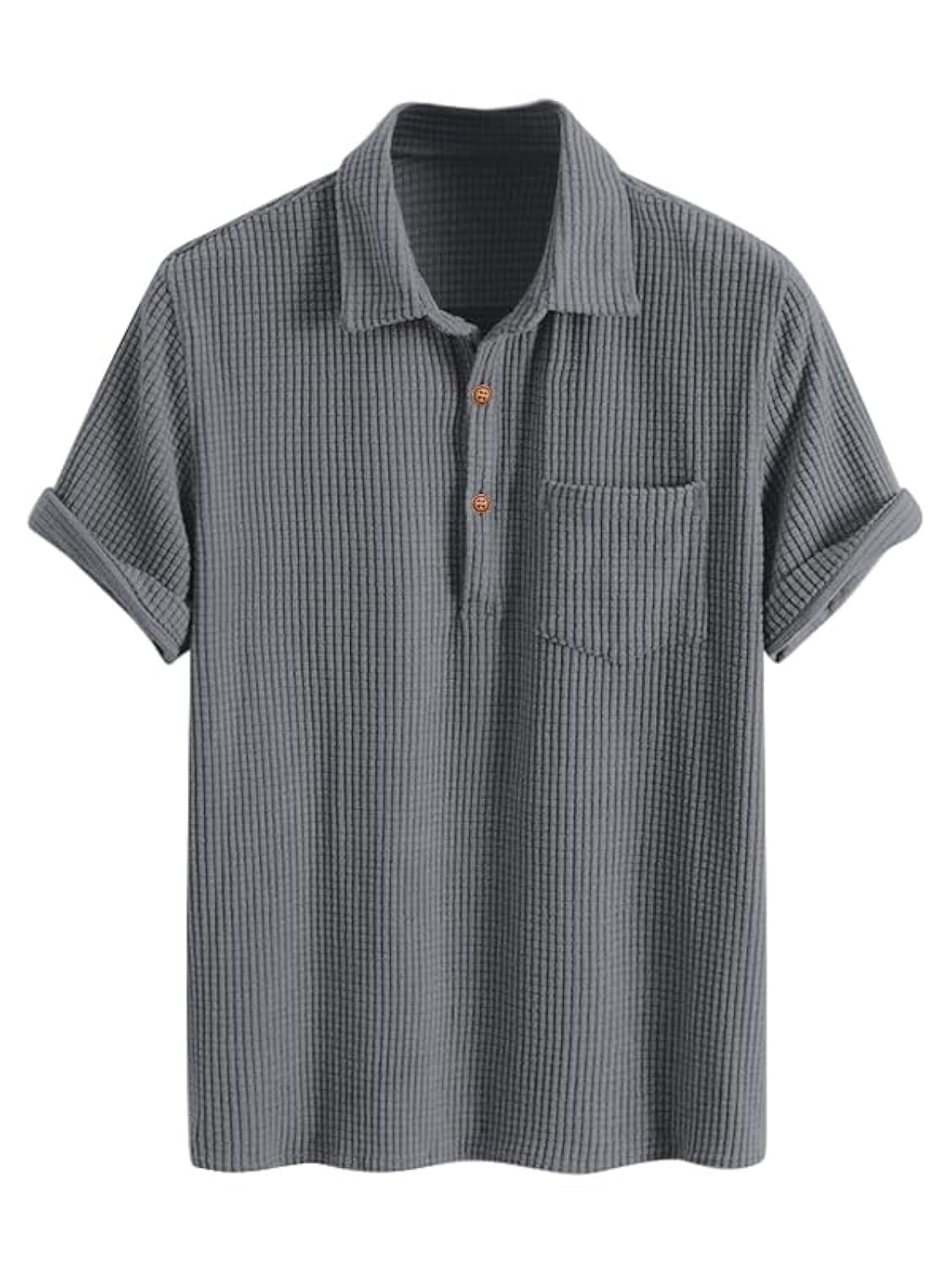 ZAFUL Men Henley Shirt Solid Color Texture Button