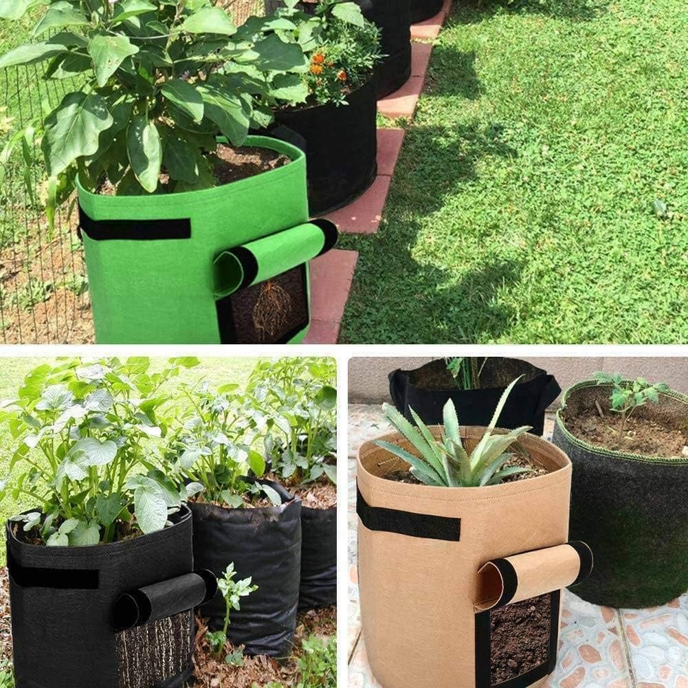 VOANZO 3 Pcs Green Potato Bags hook and loop Window Vegetable Bags For Potato Tomato And Other Vegetables Breathable Nonwoven Fabric Cloth - Image 5