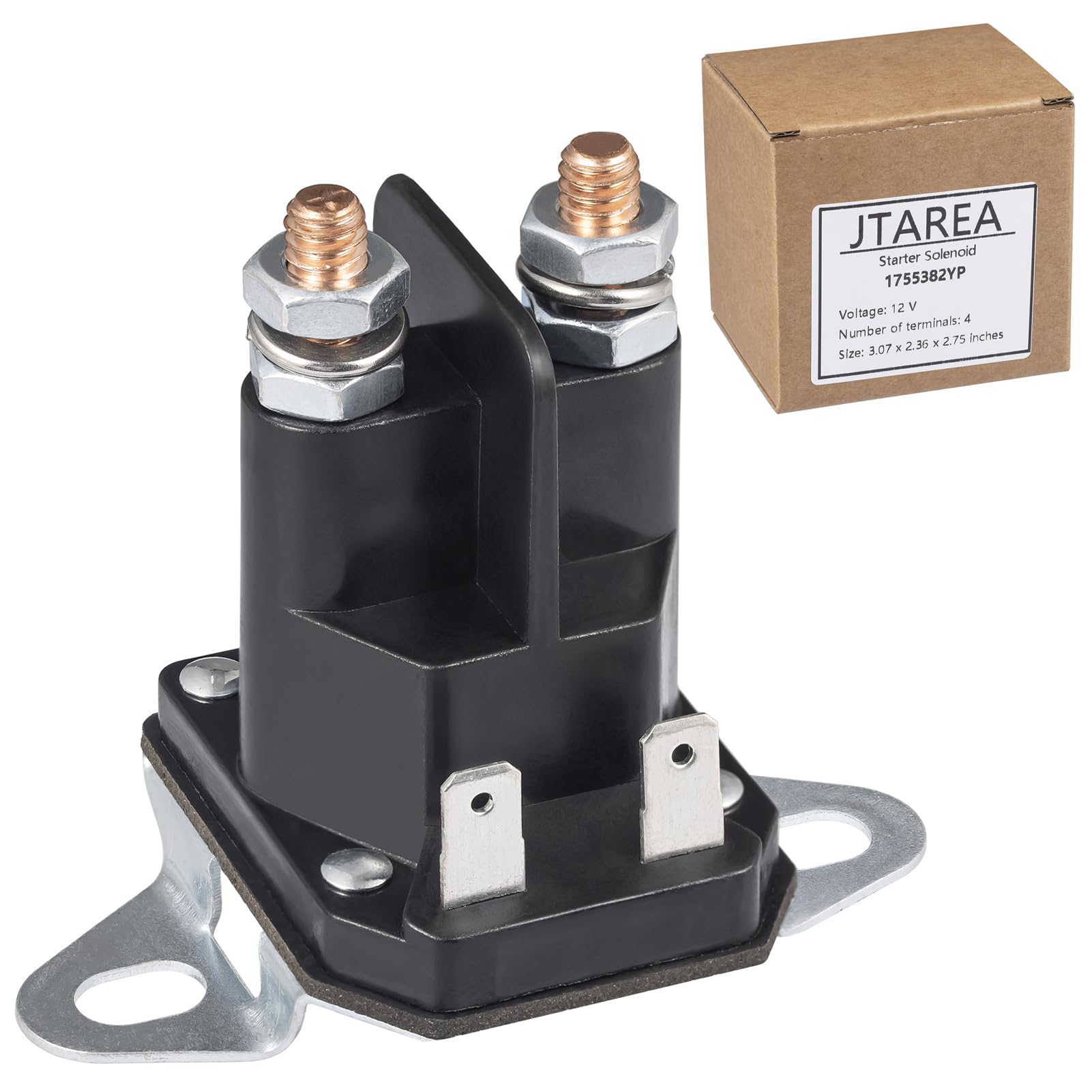 JTAREA 1755382YP Solenoid Starter Relay 12V Starter Relay Solenoid Lawn Mower Replaces Spare Parts for 35510 Countax 44814800 Husqvarna 5321384-06 5321461-54 Snapper 1-8604 Toro 47-191077 740207