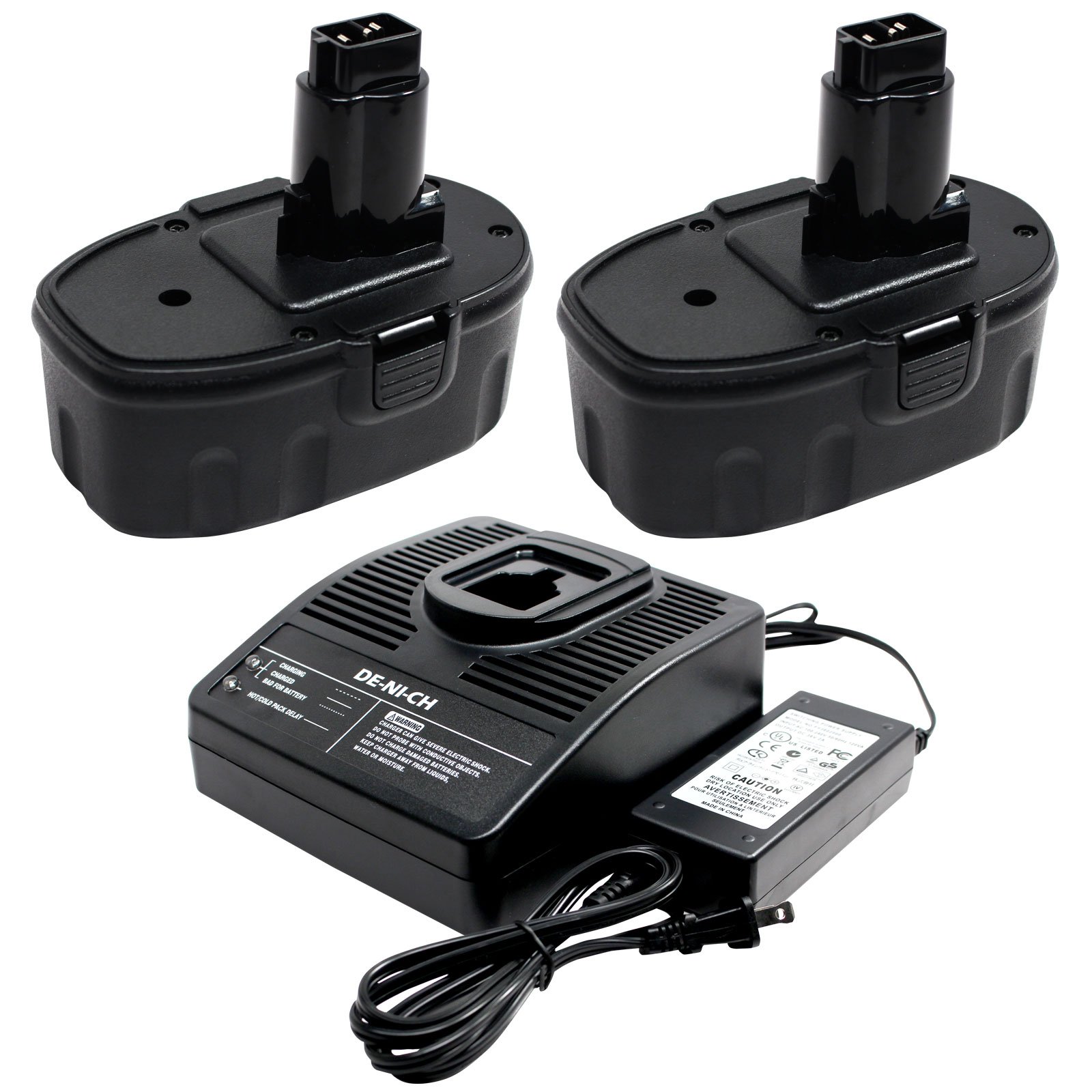 2 Pack - Replacement for DeWalt DC410 Battery + Universal Charger for Dewalt - Compatible with DeWal