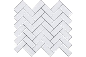 CHIHUT 16 Sheets Peel and Stick Backsplash Tile for Kitchen Self Adhesive Herringbone Subway Wall Tiles 12''x12'' White Waterproof Stick on Back Splashes for Bathroom Laundry Room Bedroom Shower Walls