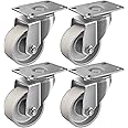 FOVERSWIVE 3"x1.25" Industrial Casters- Heavy Duty casters,Cast Iron Wheel,Steel Casters Set of 4 Capacity up to 1400 Lb. Use for Industrial carts, Dollies,Food Seriver Cart(4 Swivel)