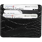 grande 3633 Genuine Leather Card Holder For Women and Men Super Slim Card Case Minimalist Small Wallet Front and Back Pocket Accessories (Crocodile Pattern)