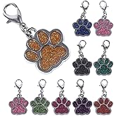 Healifty Zipper Pulls, 10 Pack Glittery Dog Paw Charms for Backpacks and Jackets, Colorful Enamel Zipper Replacement Extensions for Purses School Bags, Assorted Paw Print Pendants