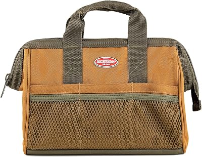 Bucket Boss Gatemouth 13 Tool Bag Brown 60013 8 Liter Durable Canvas Organizer