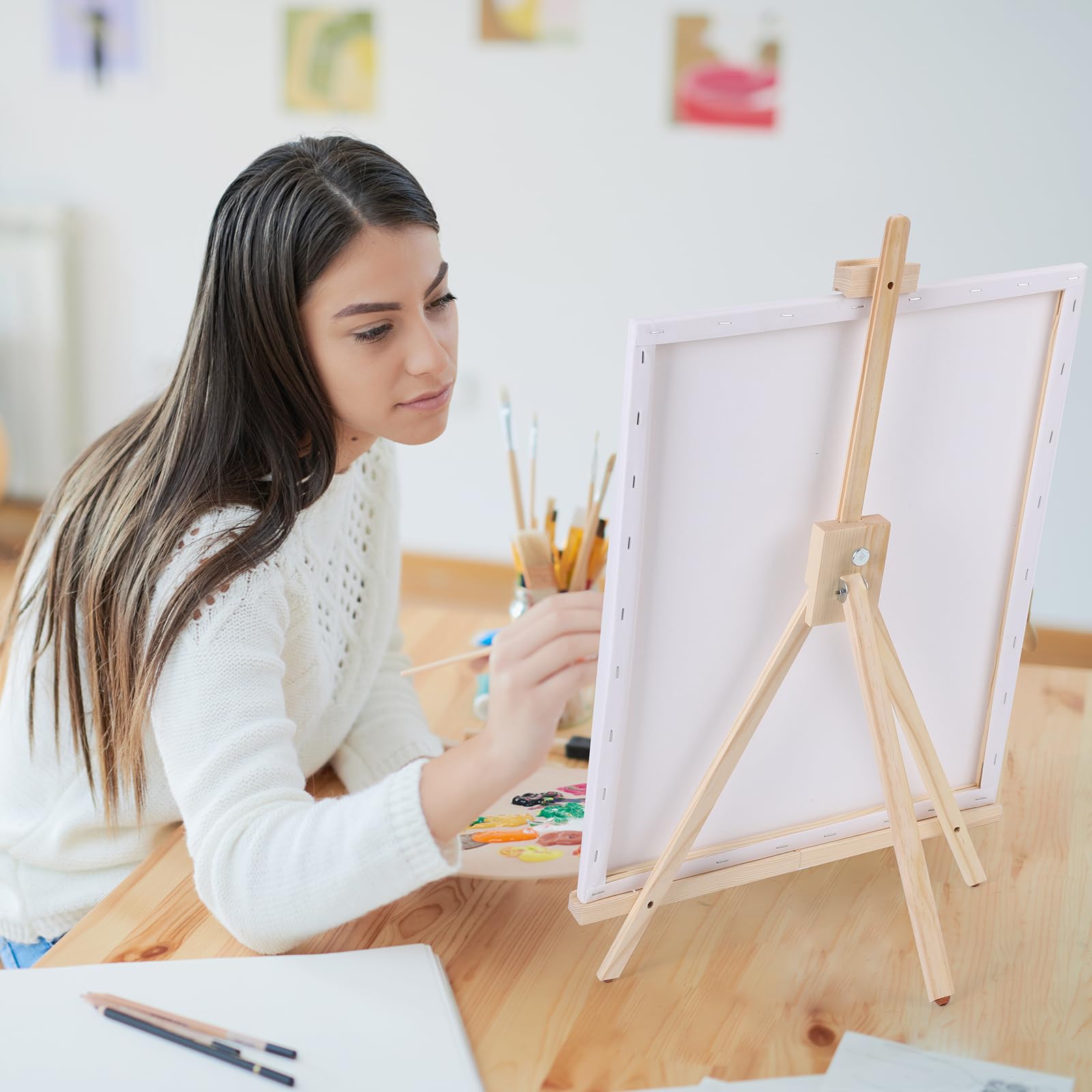 ESRICH Tabletop Easels for Painting,Painting Easel A-Type Adjustable Wooden Tabletop Easel Holds Highest to 21