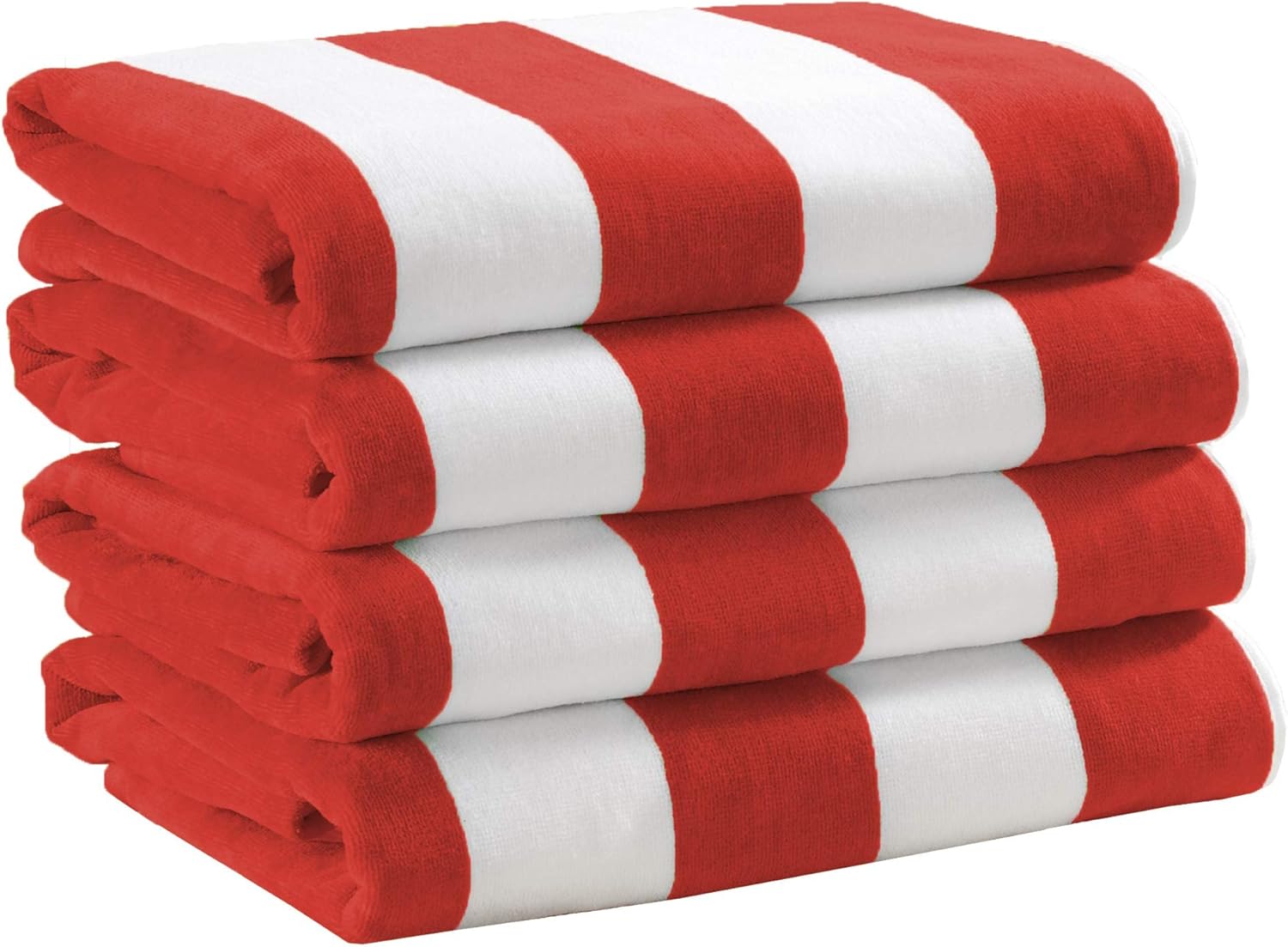 4 Pack Plush Velour 100 Cotton Beach Towels. Cabana Stripe Pool Towels