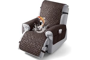 VANSOFY 100% Waterproof Recliner Chair Cover, Recliner Cover with Non-Slip Granule, Washable Reclining Chair with Pocket Furniture Protector for Kids, Pets(Chocolate, 23")