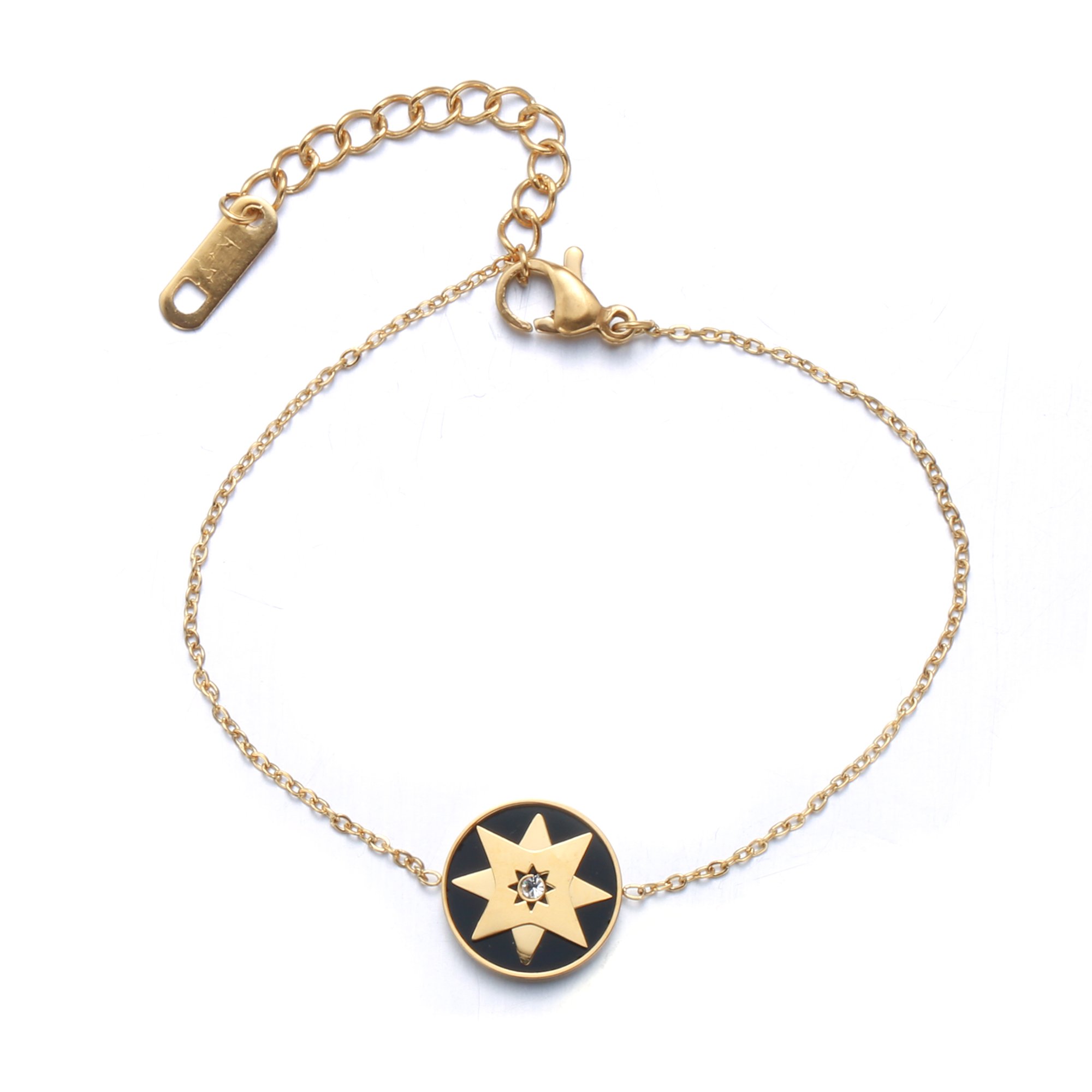GEORGE · SMITH Moonlight Lover Charm Womens Pendant Necklace Gold Link Bracelets Crescent Moon and Star Element,Stainless Steel Jewelry Sets Birthday Gifts (Gold-star)