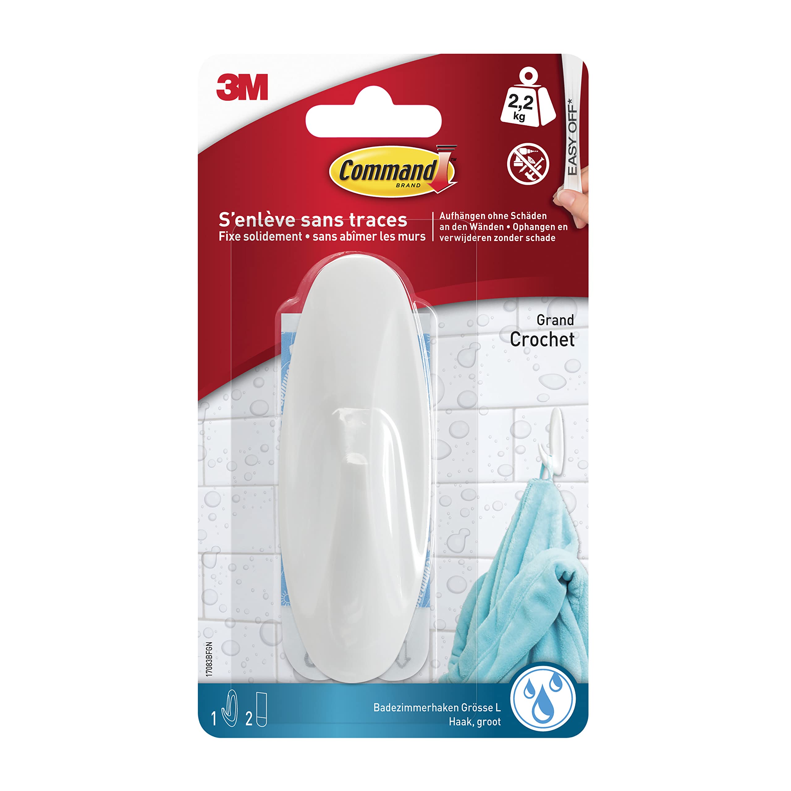 Command W17082 Waterproof Plastic Hooks white