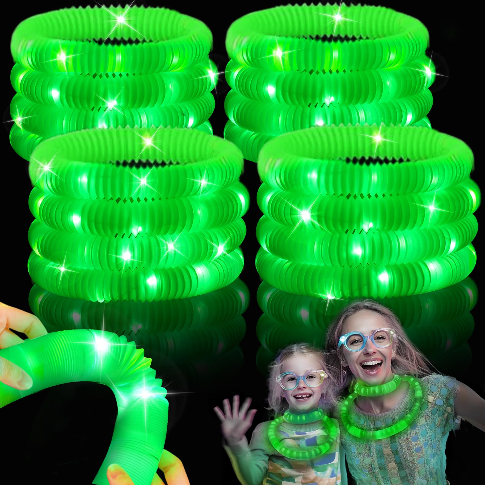 Photo 1 of TURNMEON 20 Pack Green Glow Sticks Party Favors Toys Gifts for kids,LED Light up Pop Tubes Neon Necklaces Bracelets Accessories Decorations for Easter Party,Glow Birthday Dance Wedding Party Supplies