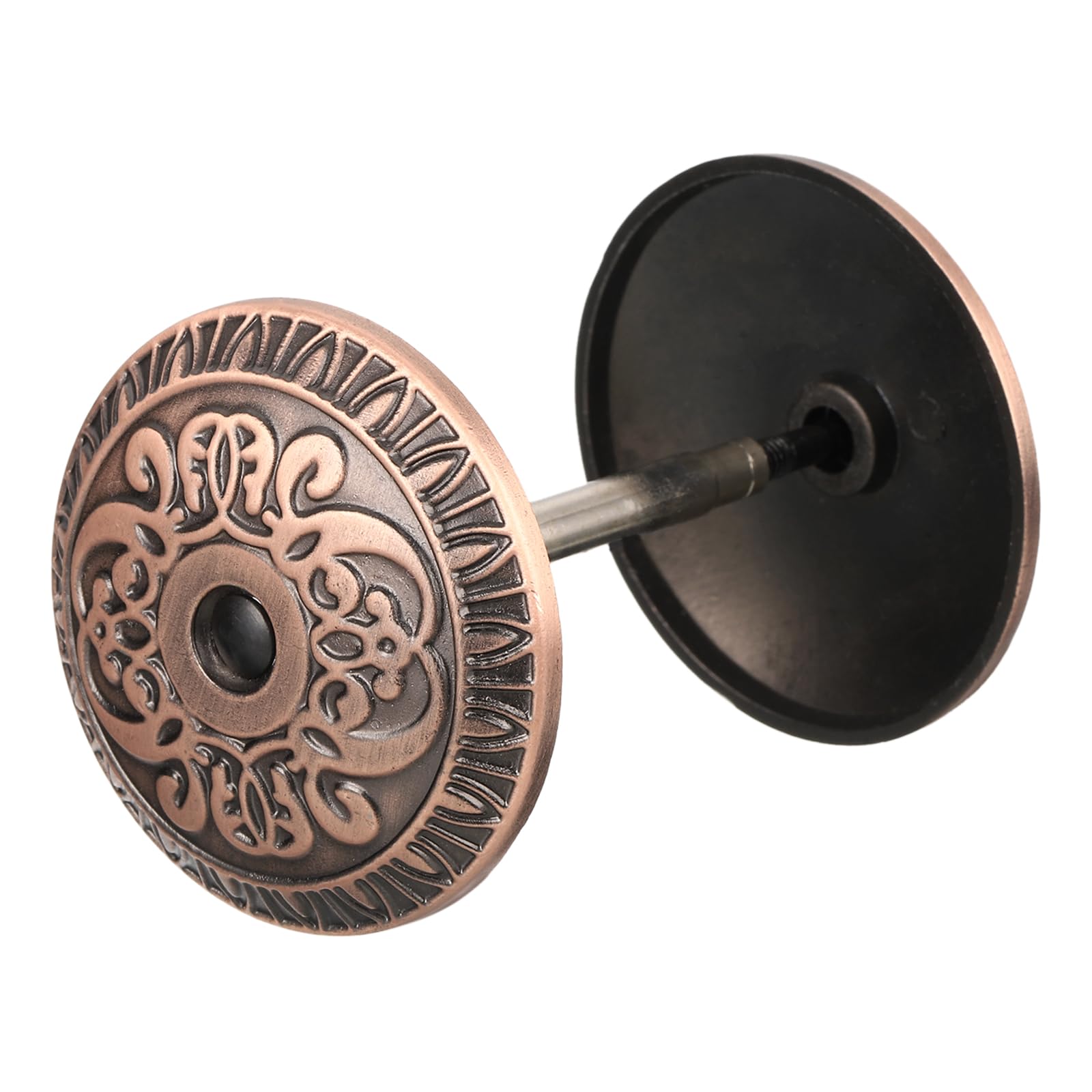 PATIKIL Door Hole Cover Plate, 2 Inches Zinc Alloy Flower Round Deadbolt Cover Plate Door Reinforcement Plate for Door Hole Filling (Red Patina)
