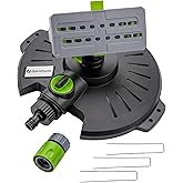 Gardmate Oscillating Lawn Sprinkler for Yard, Water Sprinkler for Lawn with Fixed Ground Plug, Adjustable Width, Range and Flow for Lawn Yard Garden Watering, 16-Nozzle (Lightweight)