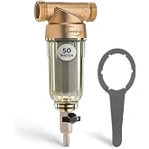 iSpring WSP-50 Spin Down Sediment Filter, Whole House Prefilter, 50 Micron | Flushable Sediment Buster Prefilter for Well Water, Reusable Stainless Steel Mesh, Dual O-Ring, Lead-Free Brass, Leak-Free