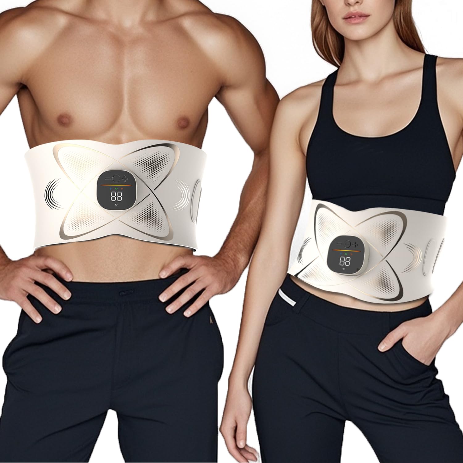 Photo 1 of Portable Abdominal Training Belt with Heating Pad, Cordless Heated Waist Massager for Back Pain Relief, AB Trainer Fitness Workout Equipment for Abdomen, Belly, Back, Women, Men Gifts