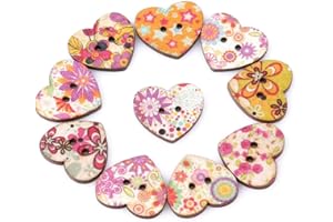 50 Pcs 2 Holes Mixed Heart-Shaped Wooden Sewing Buttons Scrapbooking DIY 25 mm x 22 mm Reliable Quality Clever Treatment