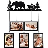 OOWDN Black Bear Wall Art with 5 Picture Frames 4x6 - Rustic Bear Decor for Home, Cabin, or Nursery | Bear Wall Decor for Baby Shower &amp; Bear-Themed Bedroom Decorations