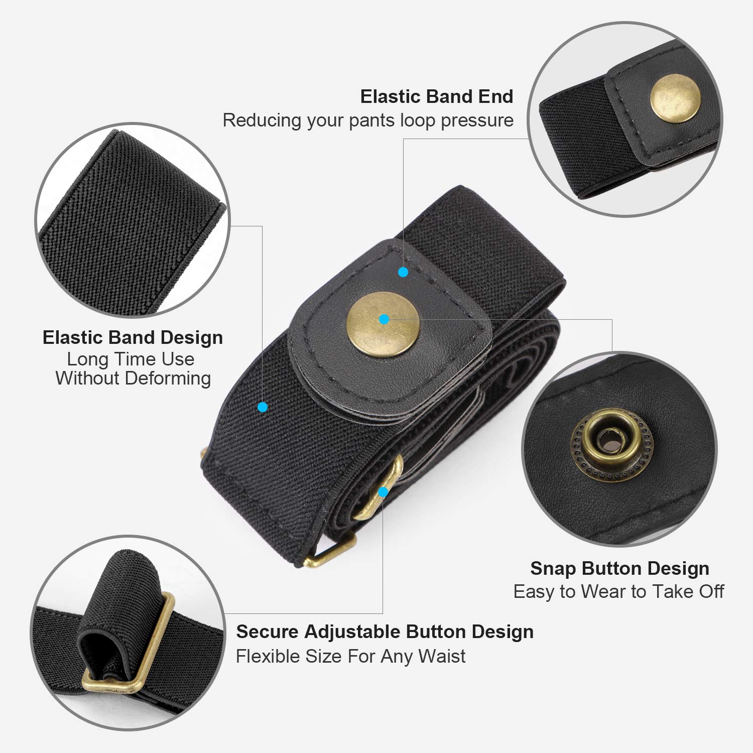 JasGood Schnallenfrei Damen Stretch Gürtel für Damen/Herren, Plus Size Keine Schnalle Unsichtbare Gürtel für Jeans Hosen